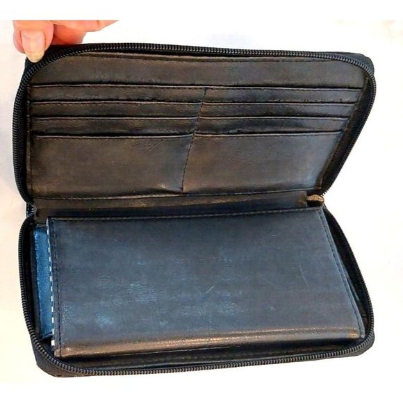 Brighton Bellissimo Heart Black Patent‎ Leather Croc Embossed Pebbled Wallet New - Picture 3 of 6